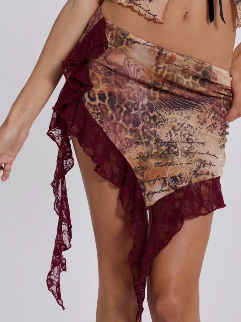 Jaded London Brown and Tan Animal Print Skirt